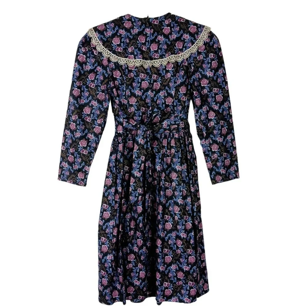 Gunne Sax Jessica McClintock Girls Dress Vintage Size 10 Lace Detail Tie Back - Picture 2 of 11